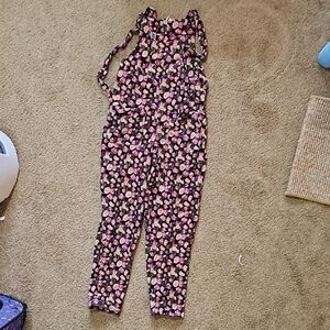 Lucy & Yak Black and Pink Floral Jumpsuit